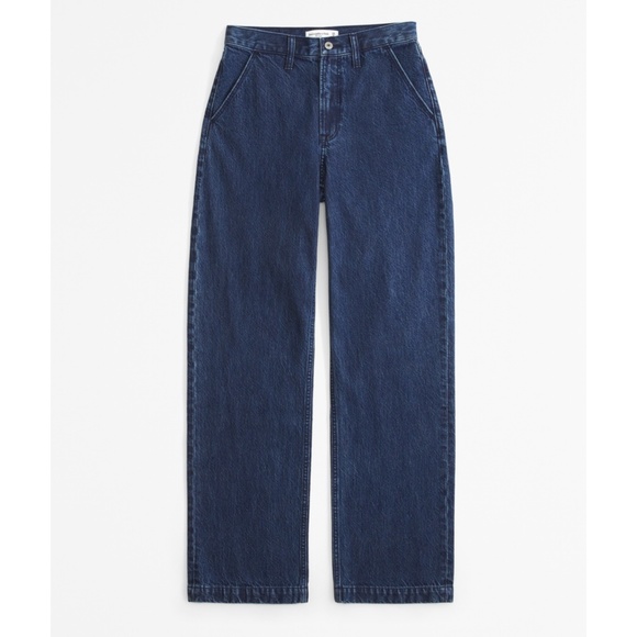 Abercrombie & Fitch High Rise Loose Trouser Jean Dark Wash Size 30 - Picture 1 of 11